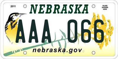 NE license plate AAA066