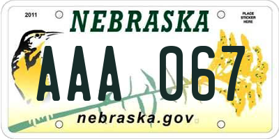 NE license plate AAA067