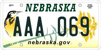 NE license plate AAA069
