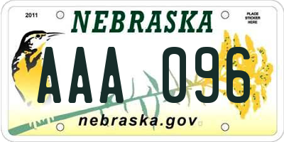NE license plate AAA096