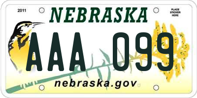 NE license plate AAA099