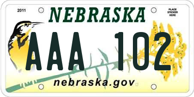 NE license plate AAA102