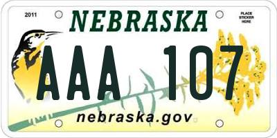 NE license plate AAA107