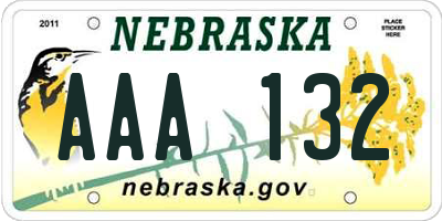 NE license plate AAA132