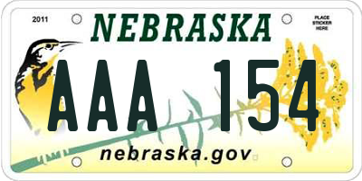 NE license plate AAA154