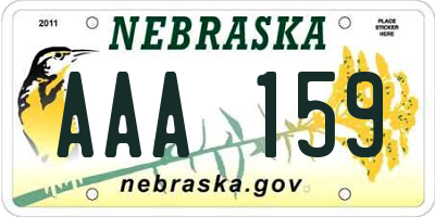 NE license plate AAA159