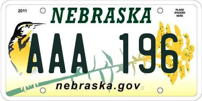 NE license plate AAA196