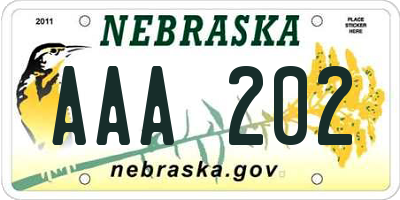 NE license plate AAA202