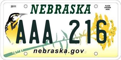 NE license plate AAA216