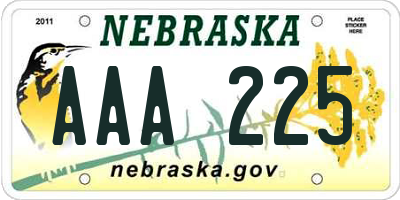 NE license plate AAA225