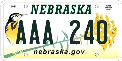 NE license plate AAA240