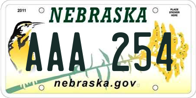 NE license plate AAA254