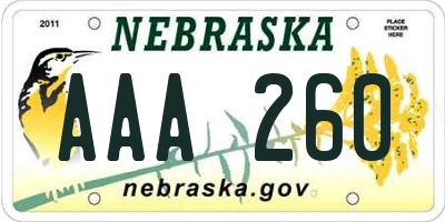 NE license plate AAA260
