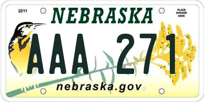 NE license plate AAA271