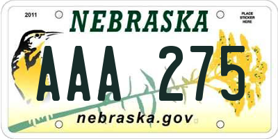 NE license plate AAA275