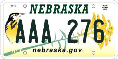 NE license plate AAA276
