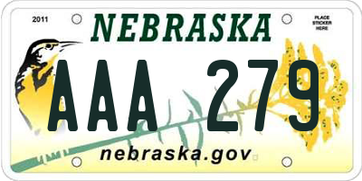 NE license plate AAA279