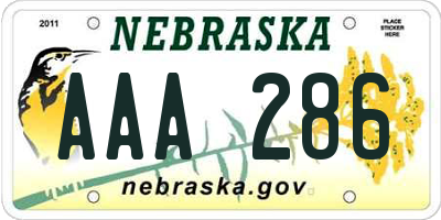 NE license plate AAA286