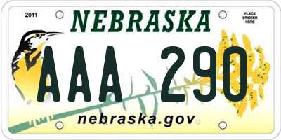 NE license plate AAA290