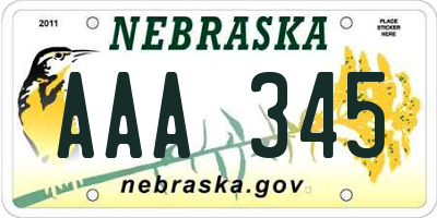 NE license plate AAA345