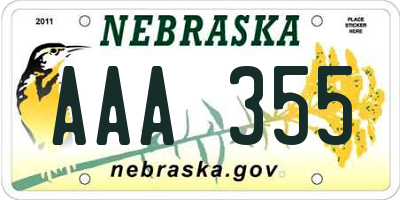 NE license plate AAA355