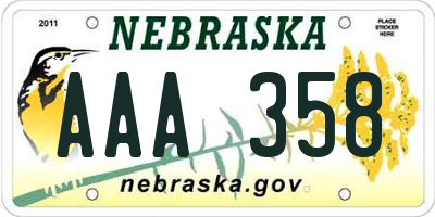 NE license plate AAA358