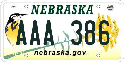 NE license plate AAA386