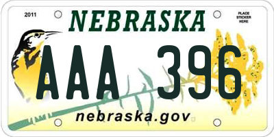 NE license plate AAA396