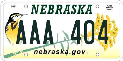 NE license plate AAA404