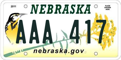 NE license plate AAA417