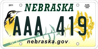 NE license plate AAA419