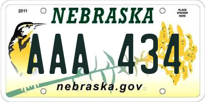 NE license plate AAA434