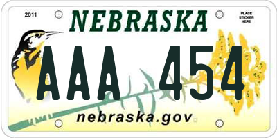 NE license plate AAA454