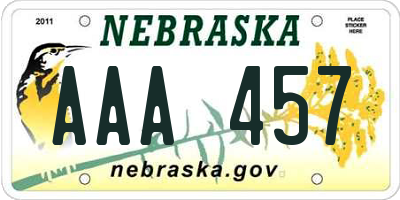 NE license plate AAA457