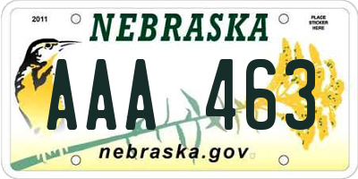 NE license plate AAA463