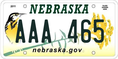 NE license plate AAA465
