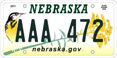 NE license plate AAA472