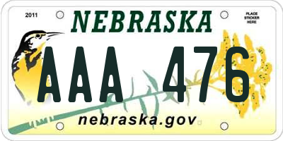 NE license plate AAA476