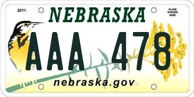 NE license plate AAA478
