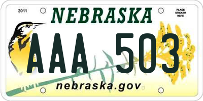 NE license plate AAA503