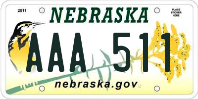 NE license plate AAA511