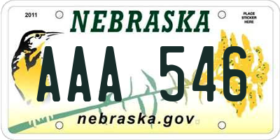 NE license plate AAA546