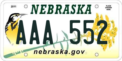 NE license plate AAA552