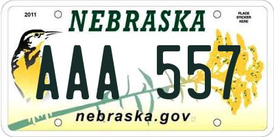 NE license plate AAA557