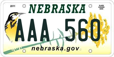 NE license plate AAA560