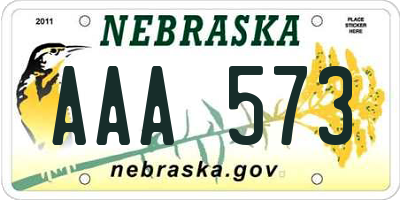 NE license plate AAA573