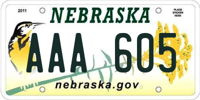 NE license plate AAA605