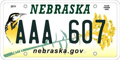 NE license plate AAA607