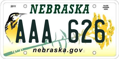 NE license plate AAA626