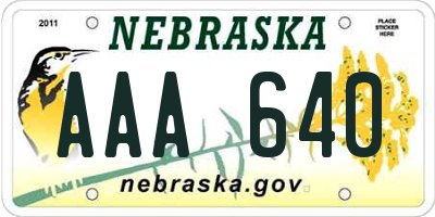NE license plate AAA640